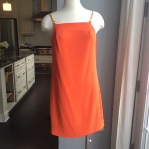 Orange Benita Draped Chain Strap Dress